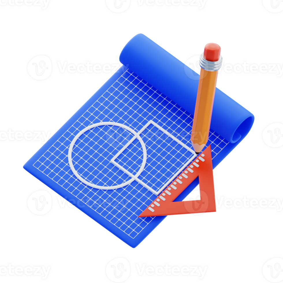 Blueprint sketch with pencil tool 3D Icon 3d icon png