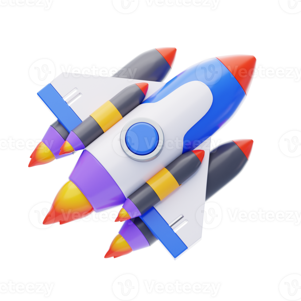 Spaceship 3D Icon. Space rocket 3d icon png