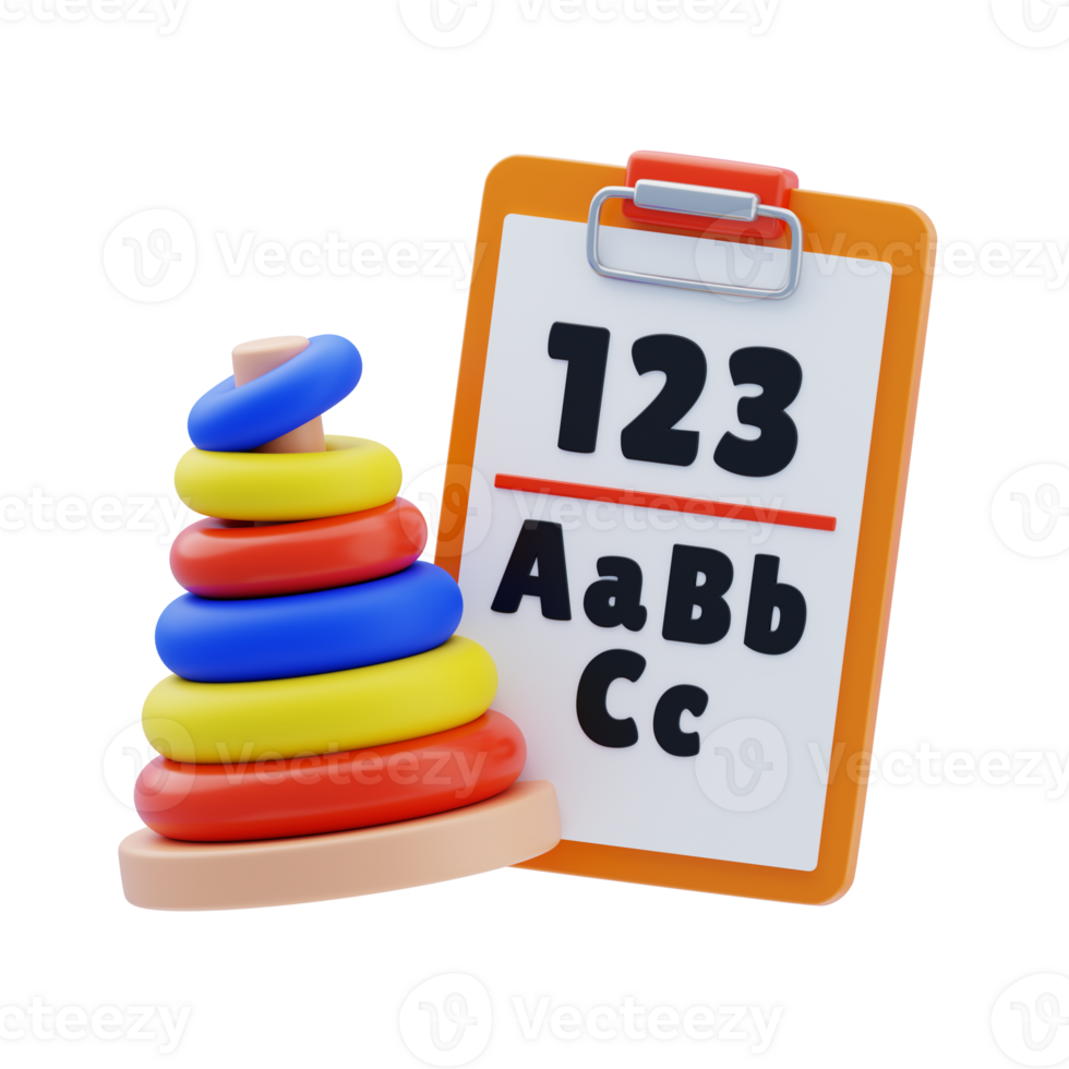 Montessori Education 3D Icon. Learning basics through play 3d icon png