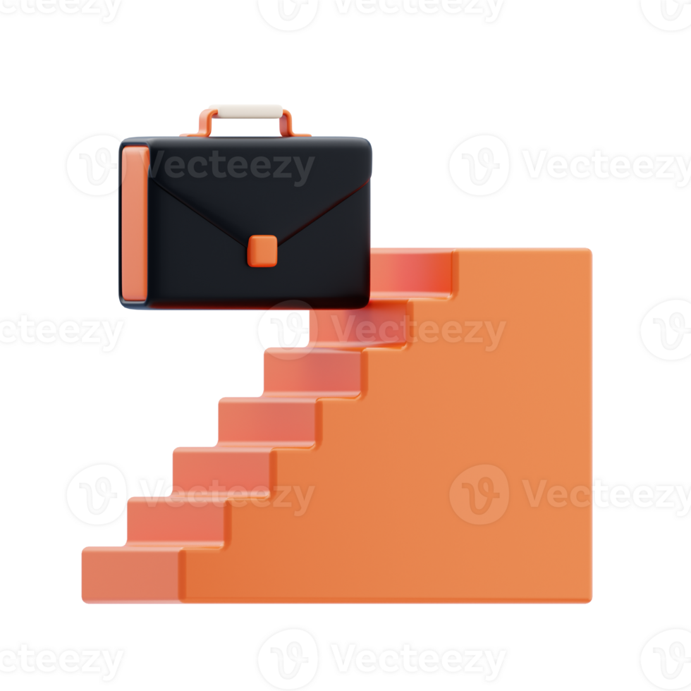 Career Ladder 3D Icon. Career growth with briefcase 3d icon png
