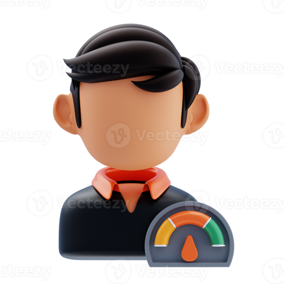 Employee Performance 3D Icon. Employee rating with meter 3d icon png
