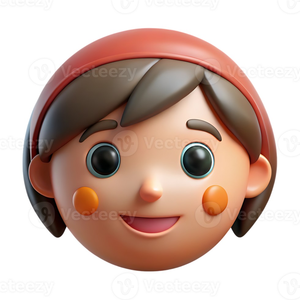 Human girl face 3d icon. png