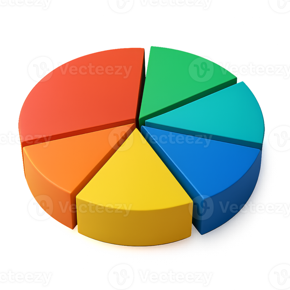 Vibrant 3D Pie Chart Illustration for Data Visualization Projects png
