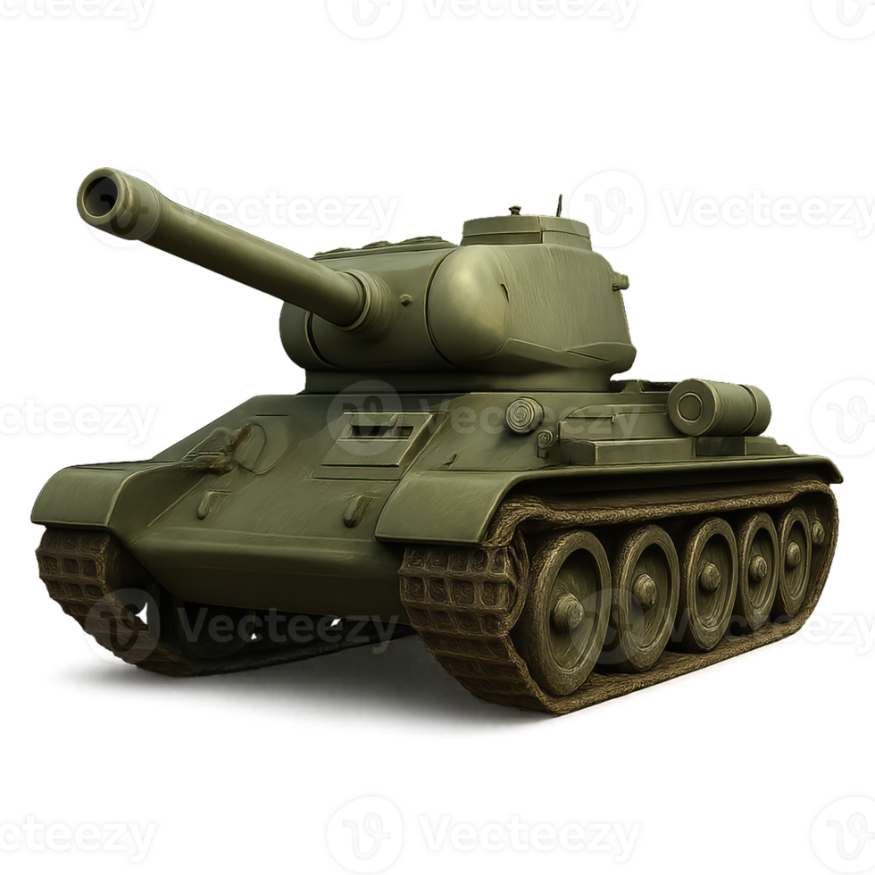 Classic Army Tank Design in Detailed Realistic Style png