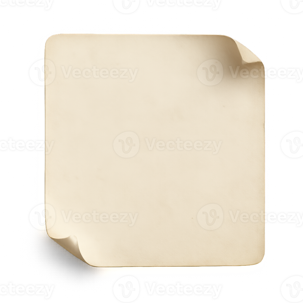 Beige Square Note Paper with Curling Edge for Simple Composition png
