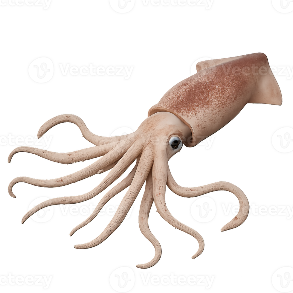 Realistic 3D Squid Model for Display and Creative Projects png