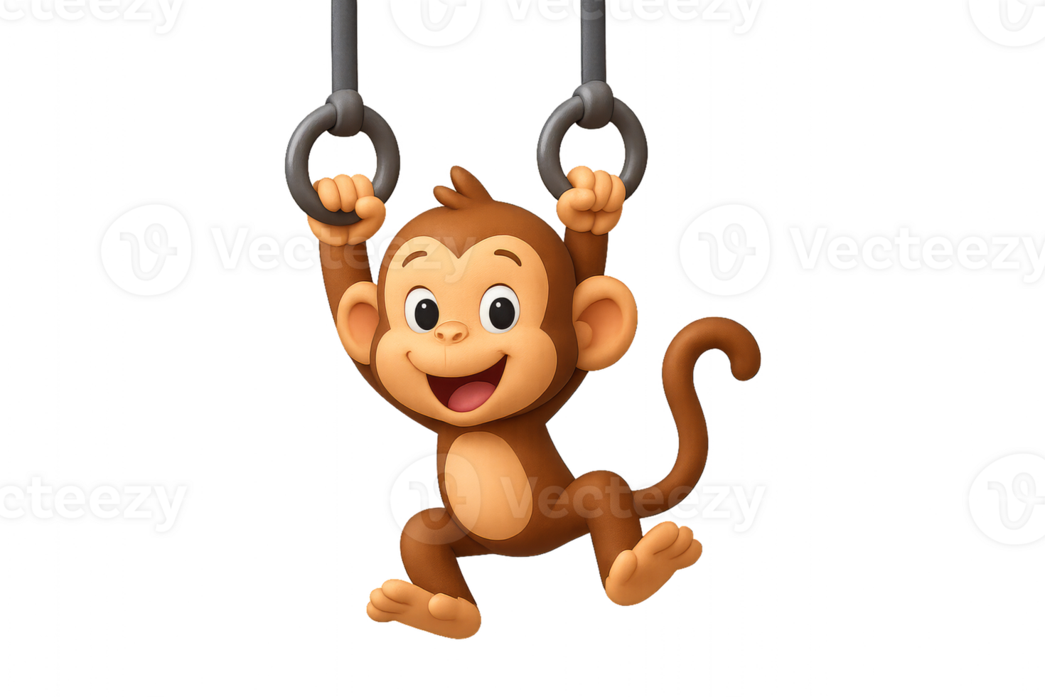 Cheerful Monkey Playing on Gymnastic Rings in a Fun Environment png
