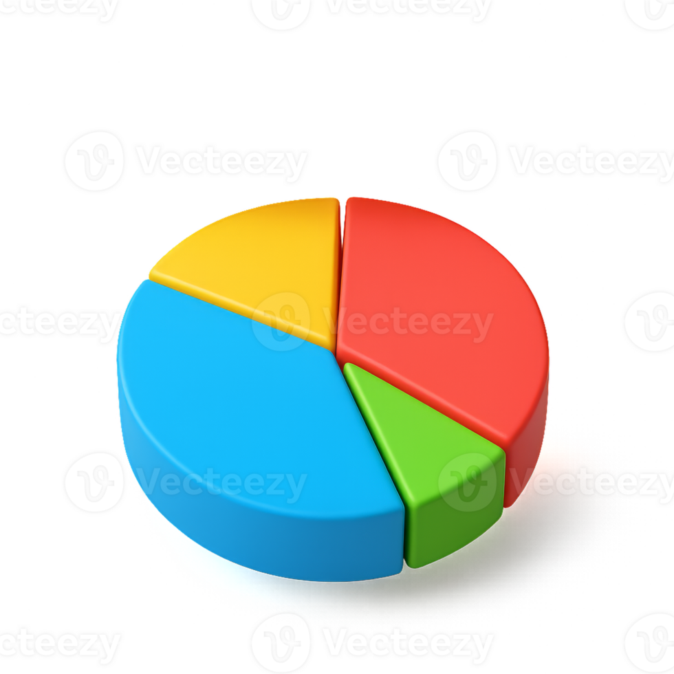 3D Pie Chart for Market Share Representation in Infographic Design png