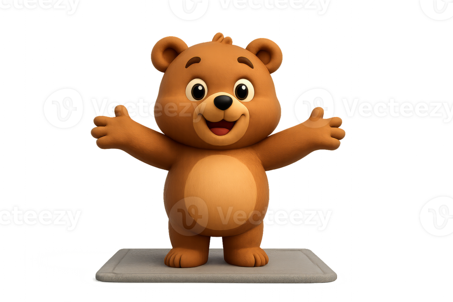 Joyful Cartoon Animal Bear with Happy Expression and Open Arms png