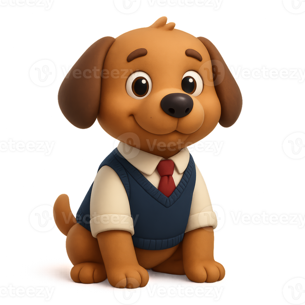Cartoon Dog Scholar in Sweater Vest with Friendly Expression png