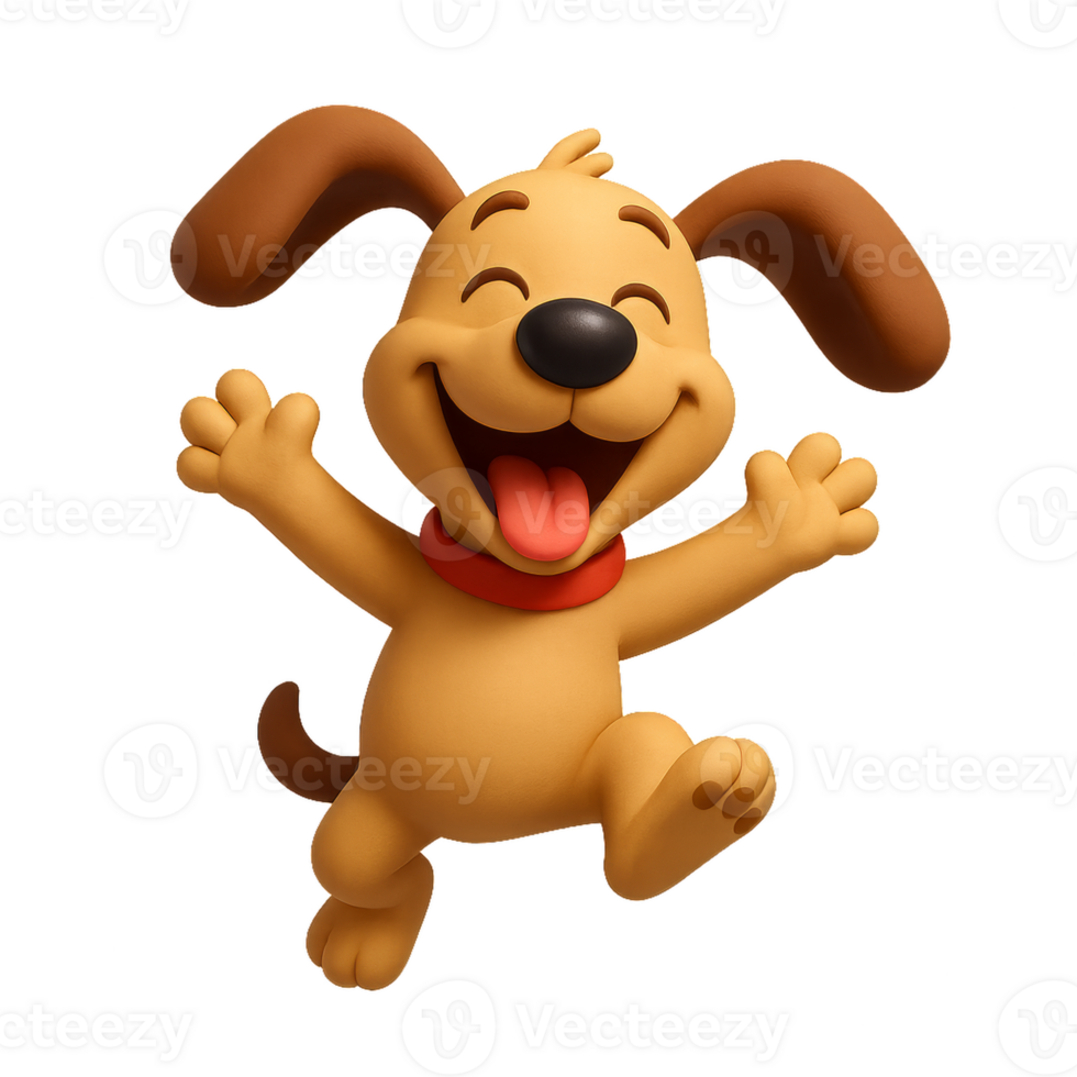 Excited Cartoon Dog with Happy Expression in Simple Style png