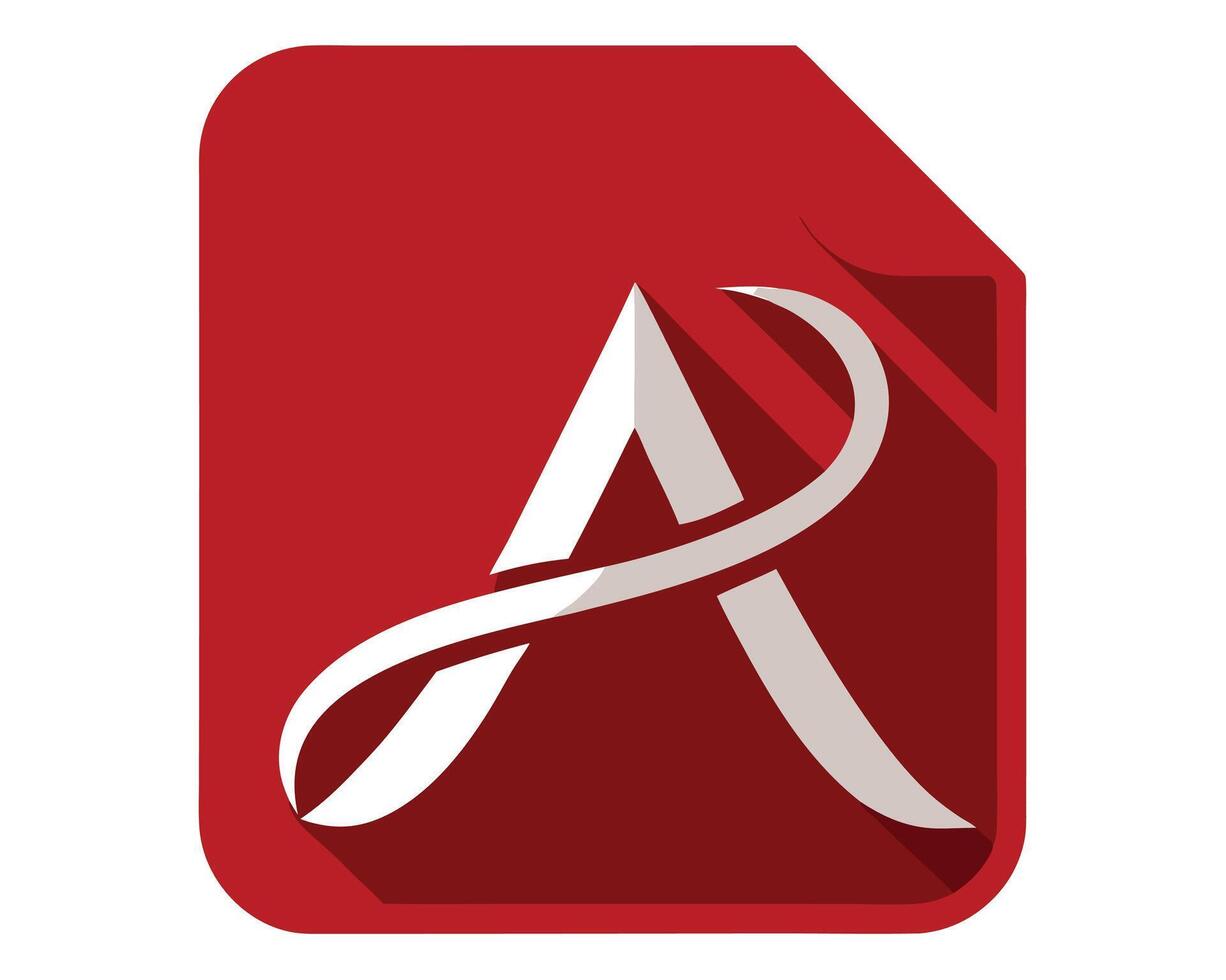 Abstract Letter A Logo Design on a Red Curled Page Icon vector