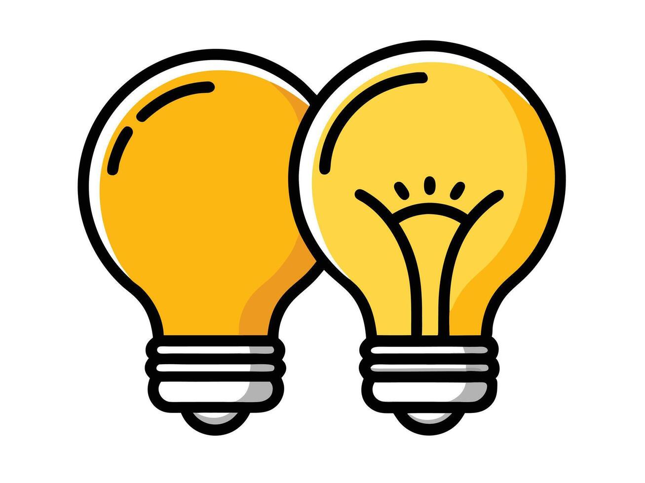Two Light Bulbs Representing Ideas Innovation and Creative Thinking vector