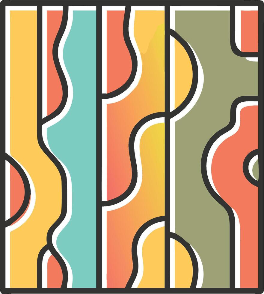 Abstract Colorful Pattern with Wavy Lines and Geometric Shapes Illustration vector