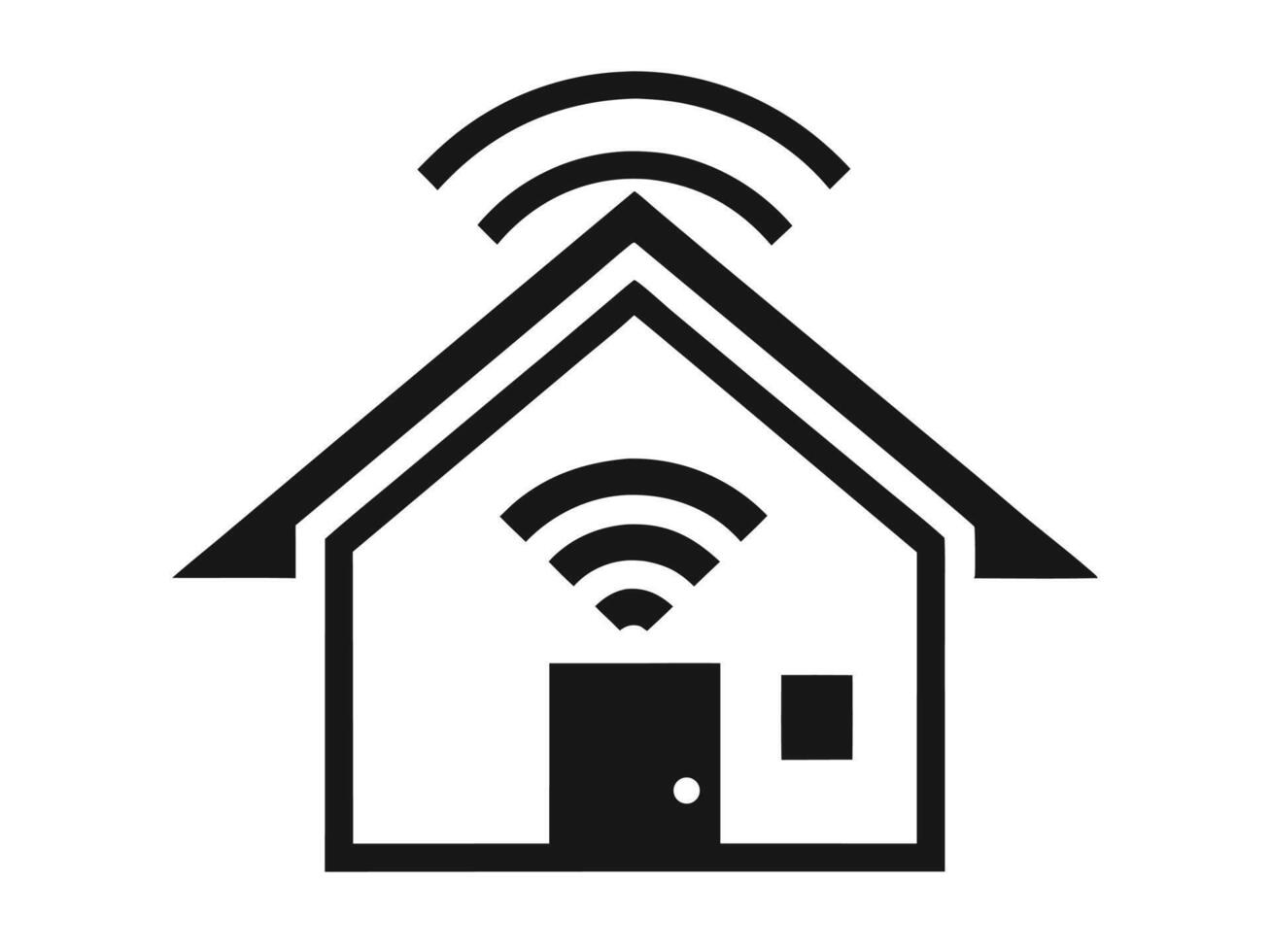 Smart Home Connectivity Icon A House with Wireless Signal Representation vector