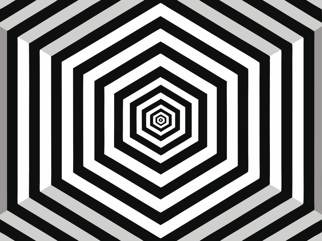 Abstract Hexagonal Tunnel Illusion with Black White and Gray Geometric Pattern vector
