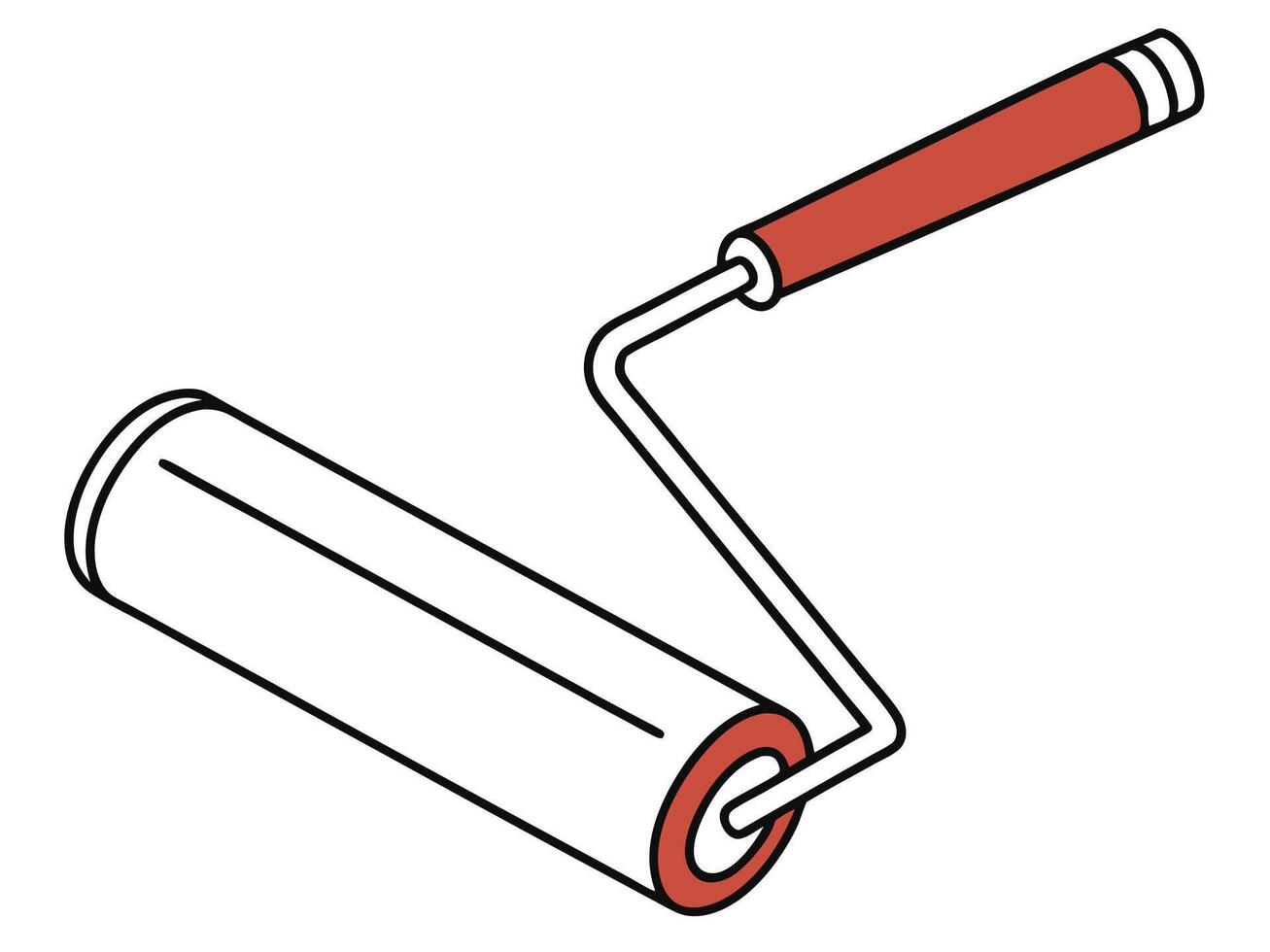 Isometric Paint Roller with Red Handle and White Roller on White Background vector