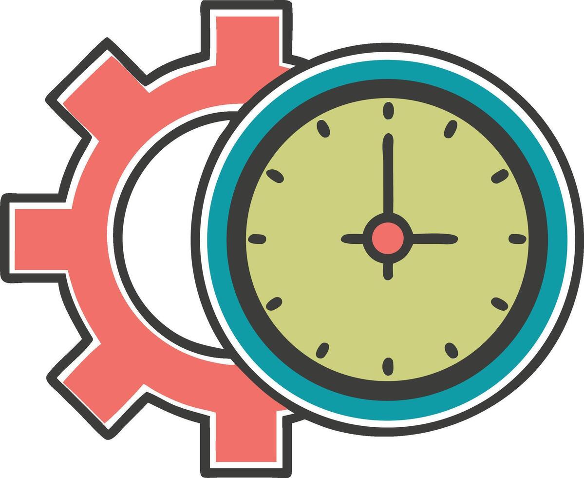 Clock and Gear Symbolizing Time Management Productivity and Efficiency vector