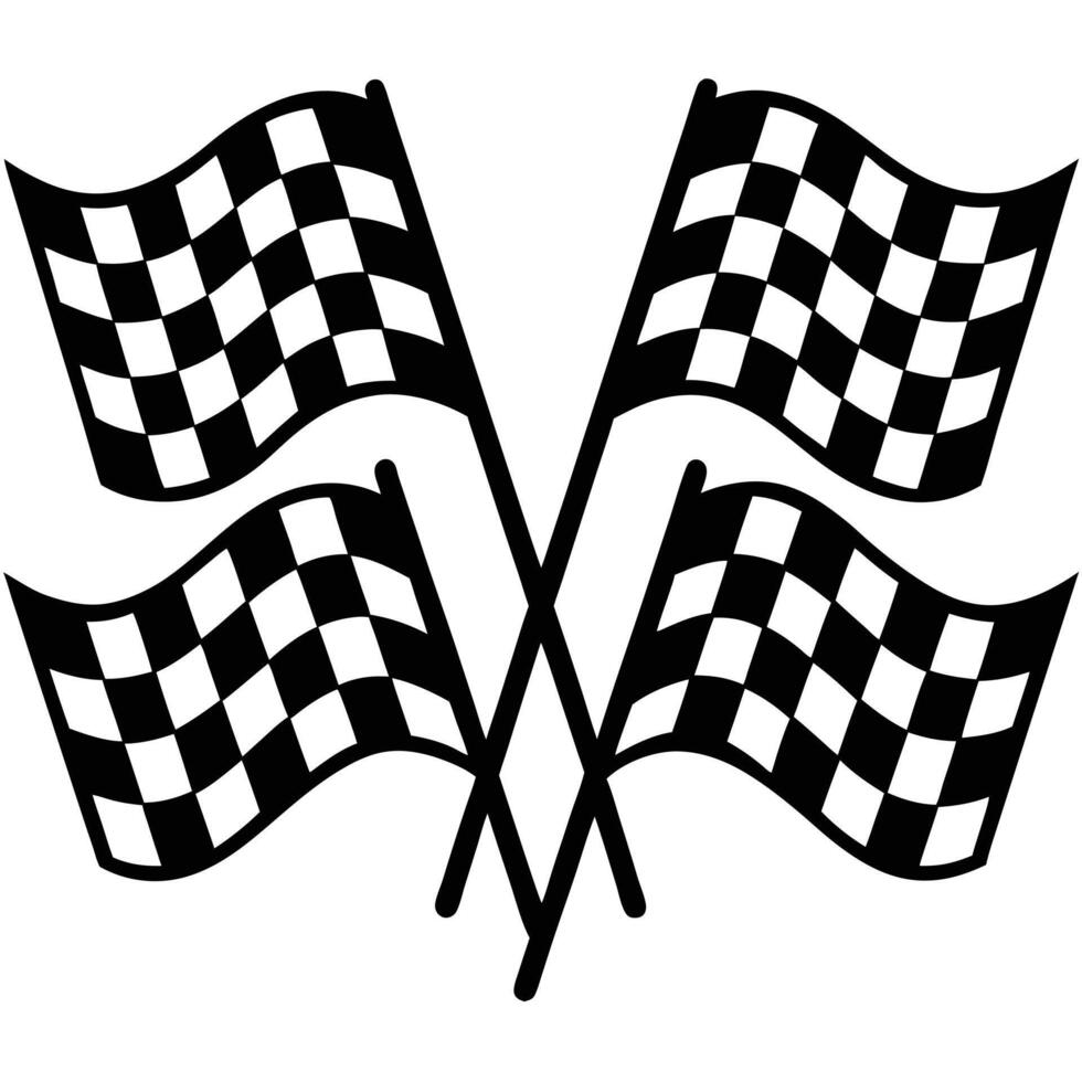 Four Crossed Checkered Flags in Black and White Racing Graphic vector