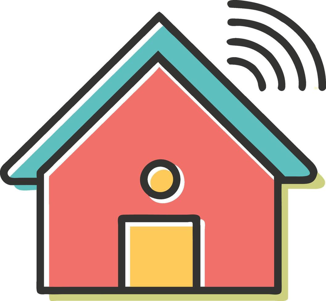 Colorful Smart Home Icon with Wireless Signal Illustration for Technology Concepts vector