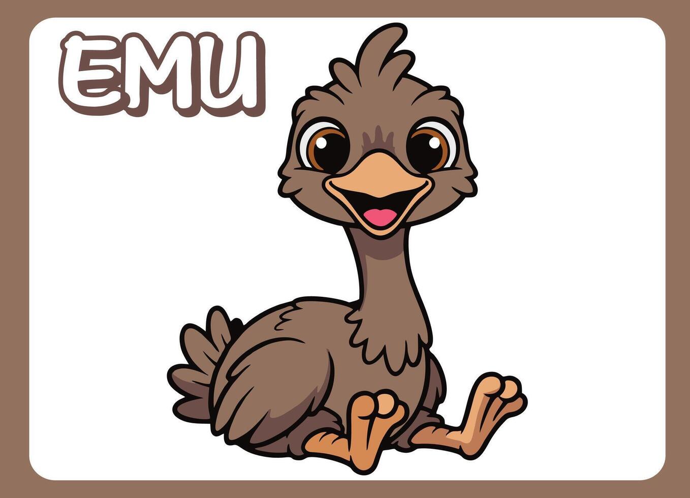 Cute little emu happy smile cartoon illustration. vector