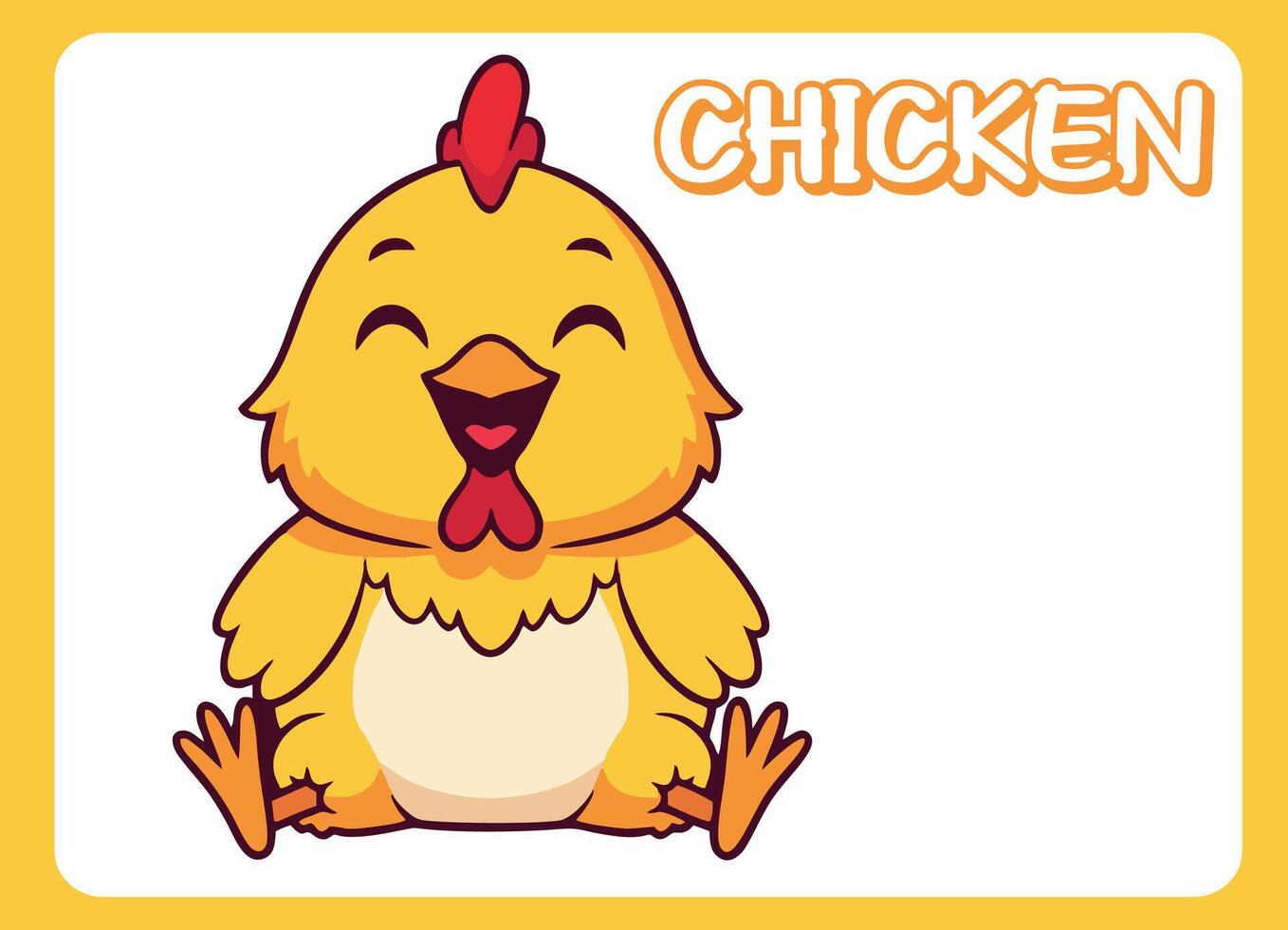 Cute little chicken happy smile cartoon illustration. vector