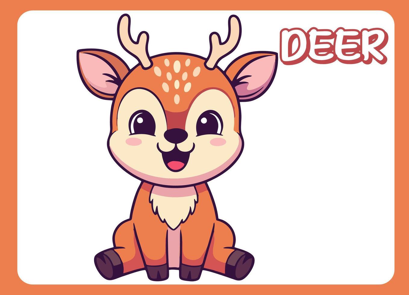 Cute little deer happy smile cartoon illustration. vector