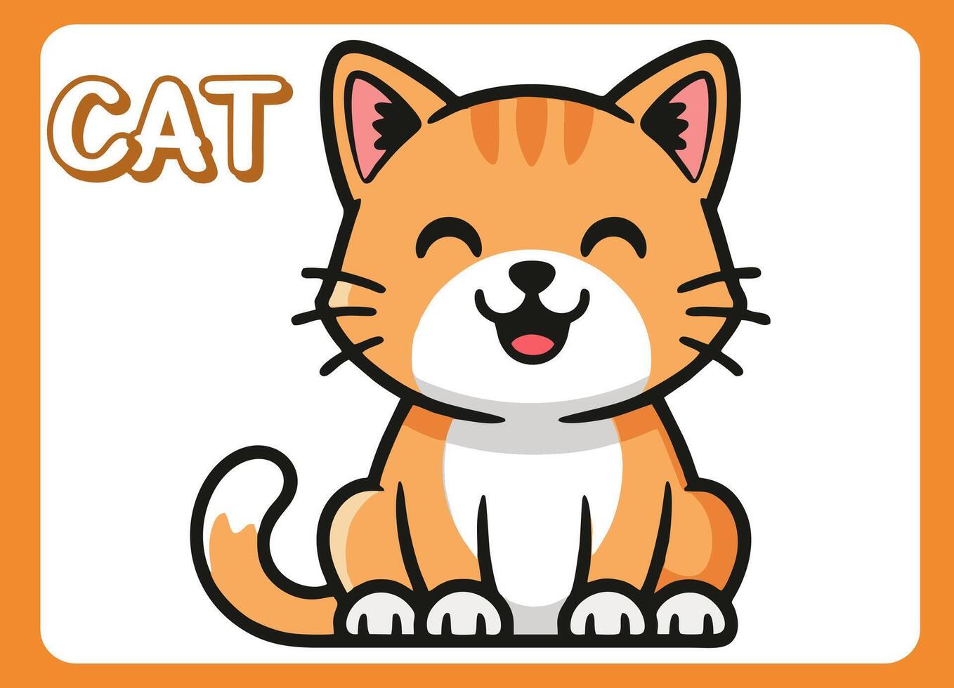 Cute little cat happy smile cartoon illustration. vector