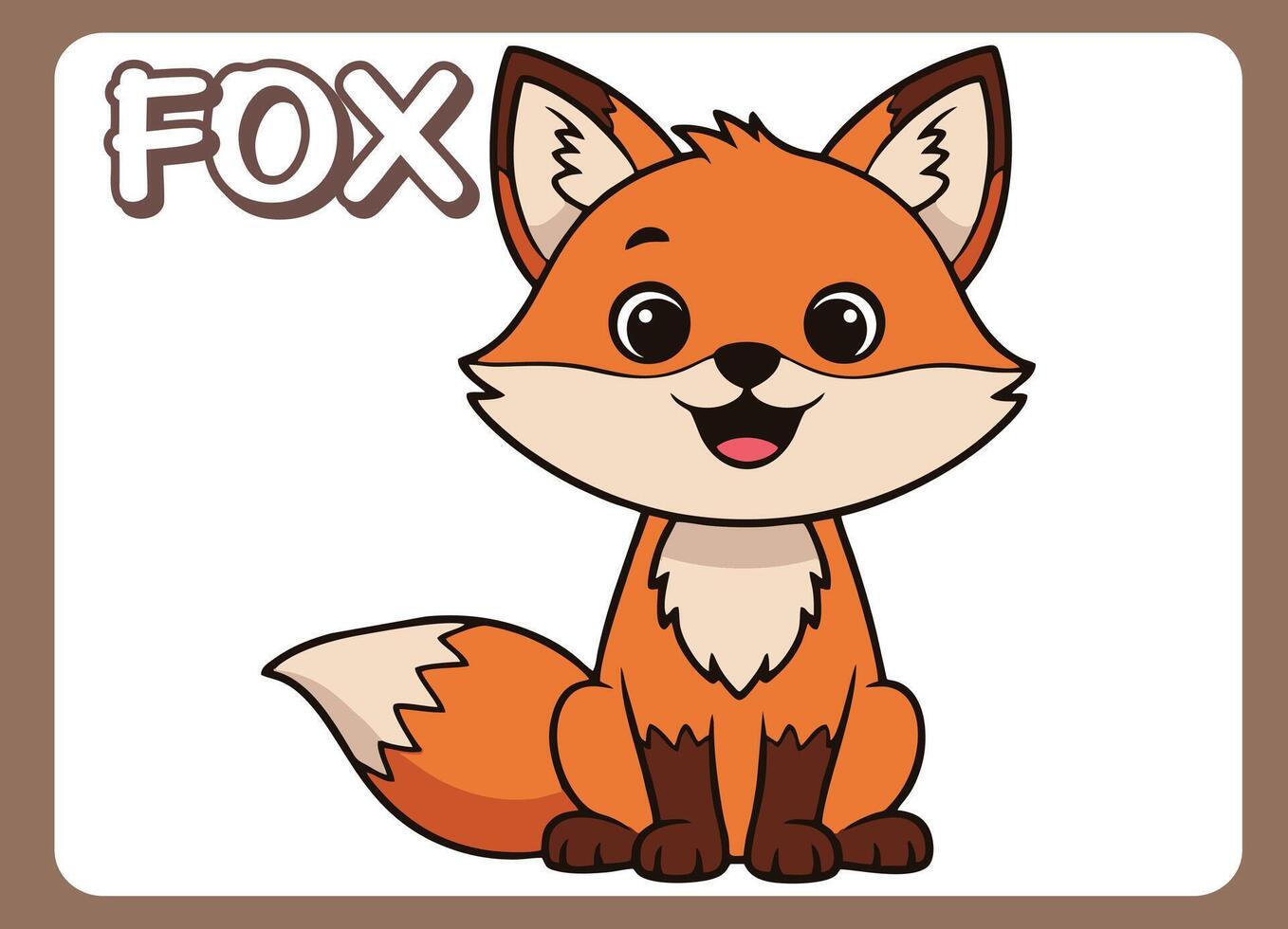Cute little fox happy smile cartoon illustration. vector