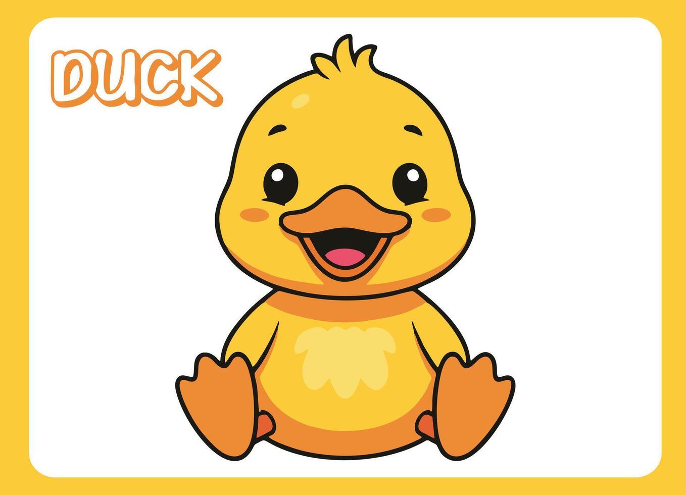 Cute little duck happy smile cartoon illustration. vector