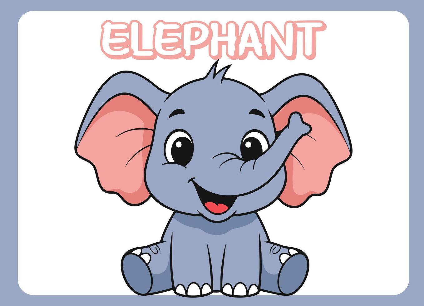 Cute little elephant happy smile cartoon illustration. vector