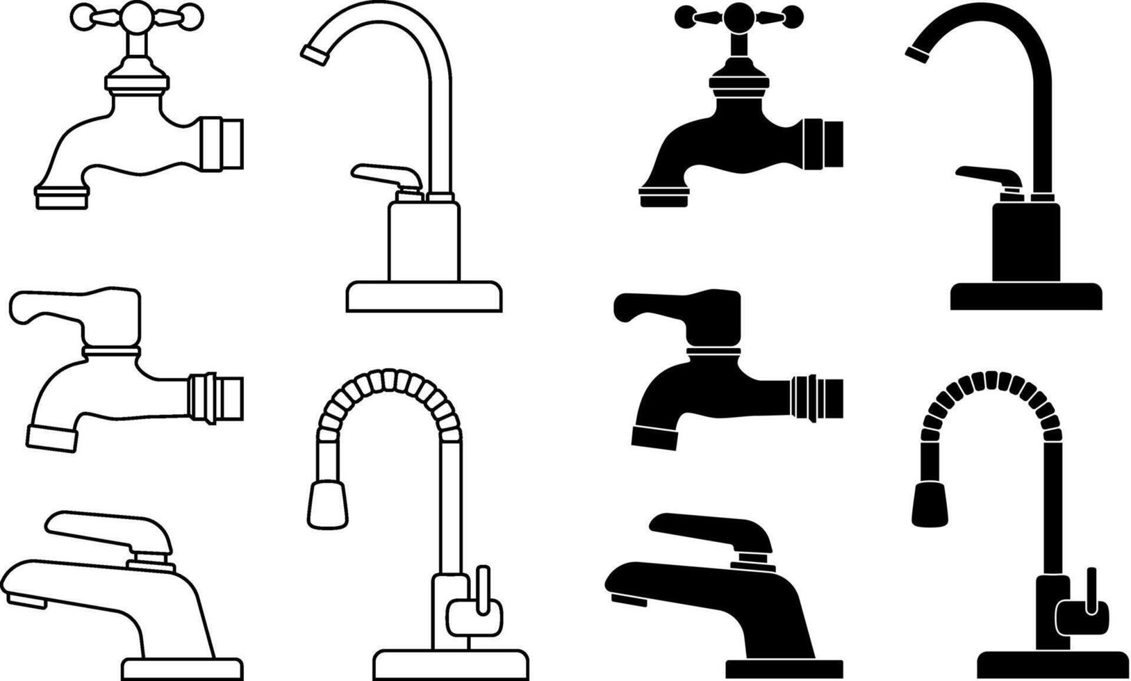 Wastafel Faucet icons set. vector