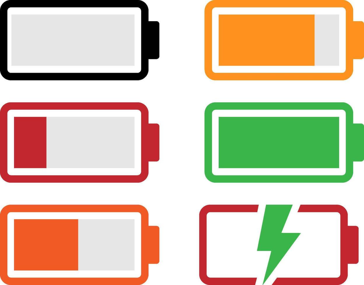 Indicator Battery charging energy icons set. vector