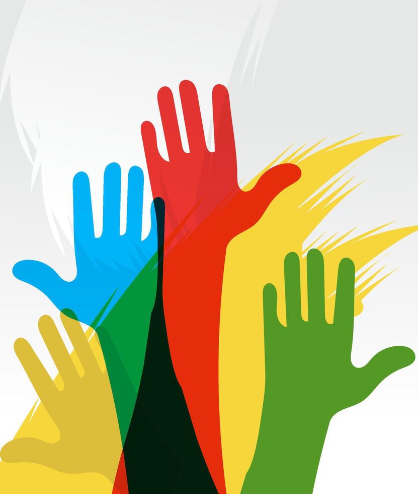 Colorful Hands Freedom Poster Unity, Diversity, and Rights vector