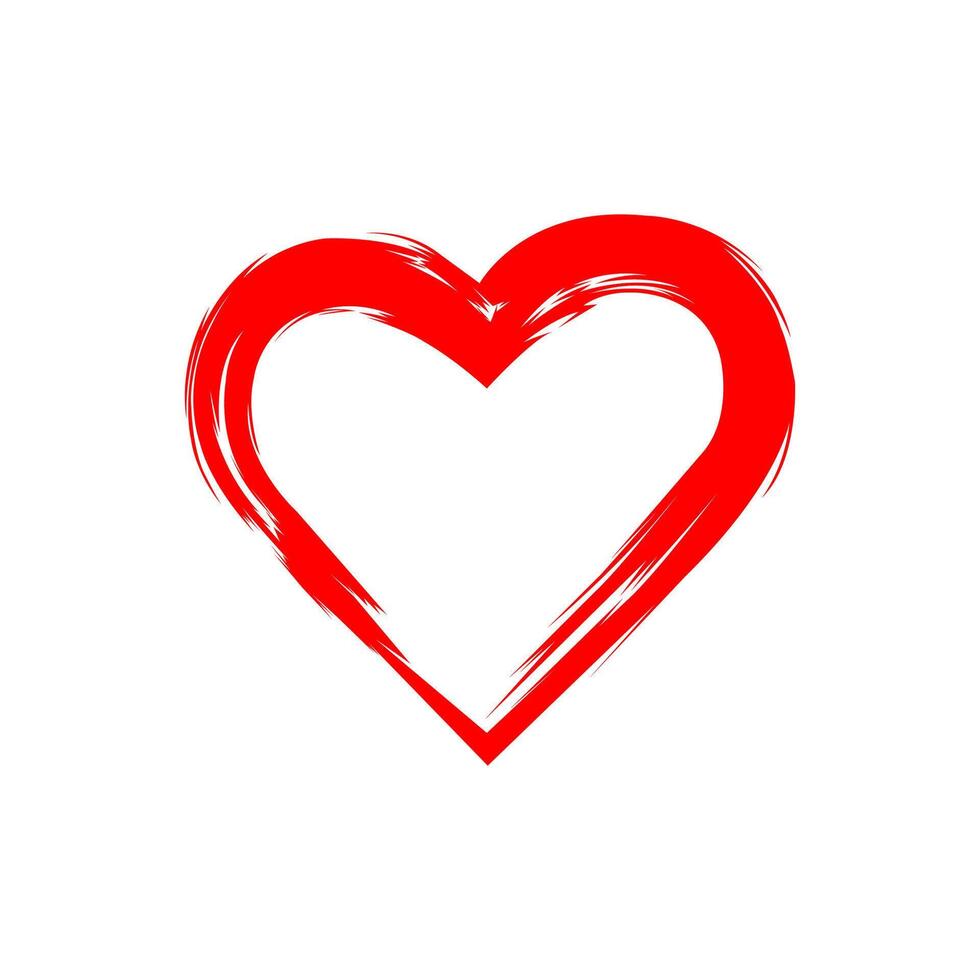 Red Heart Shape, Brush Stroke, Abstract, Love, PassionValentines Day, Romantic, Graphic Design, Sy vector