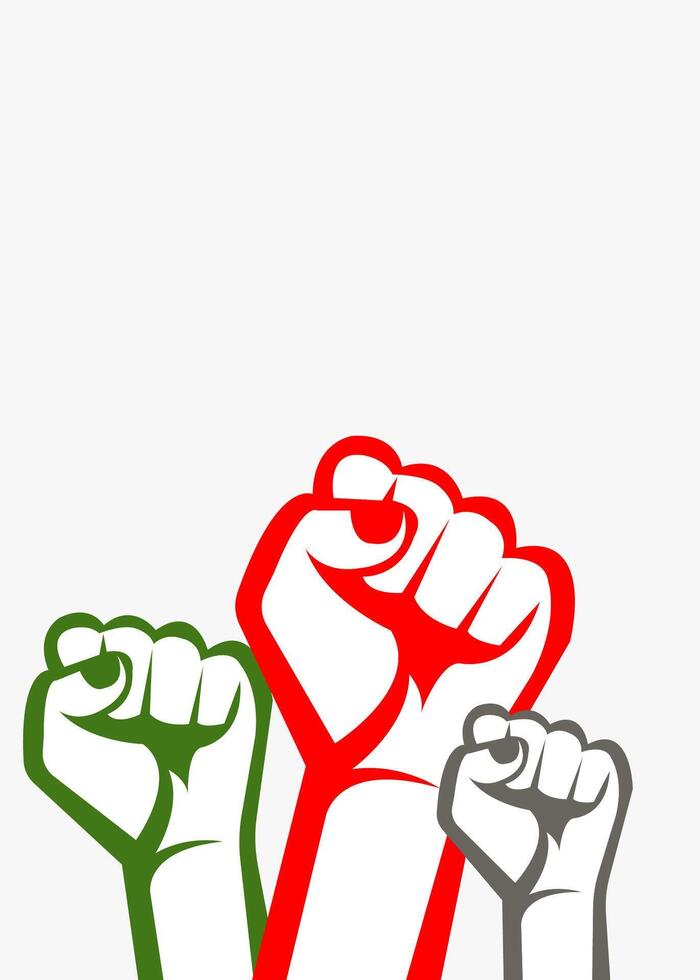 Freedom Poster Raised Fists, Unity, Strength, Power, Protest, Revolution, Solidarity, Rebellion, vector