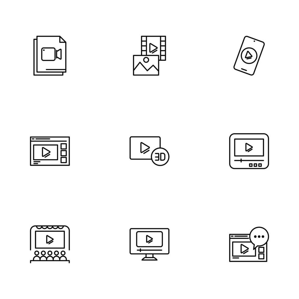 Media Player and Streaming Content Icons Set Design Illustration vector