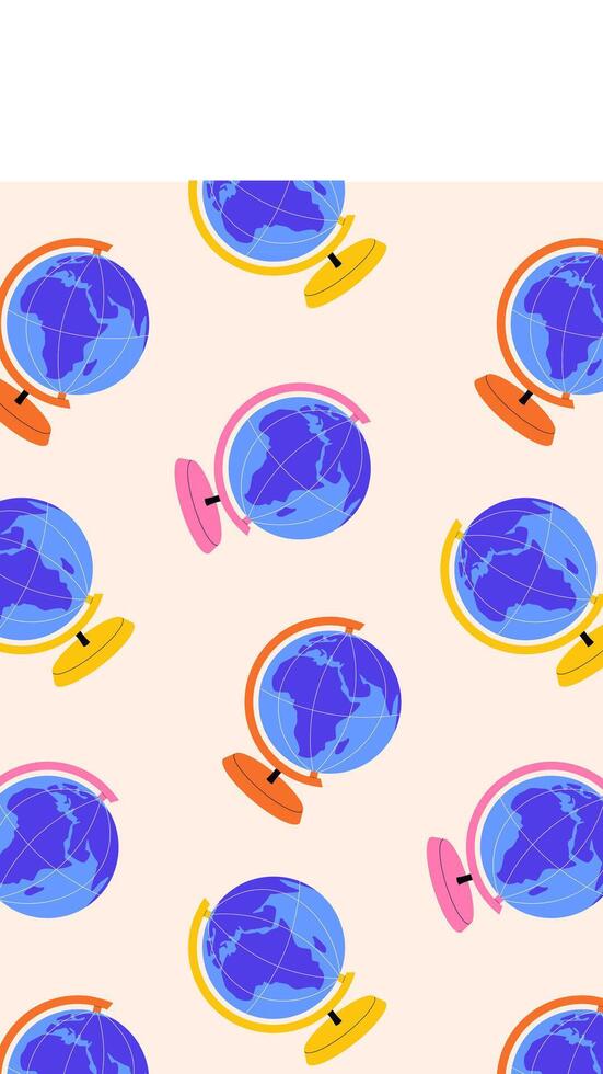Vertical Back to School background with globes. illustration for educational banners, school ads and learning designs vector