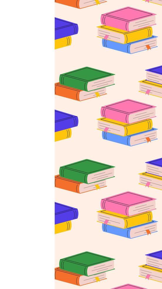 Vertical Back to School background with stacked books. illustration for educational banners, school ads and learning designs vector