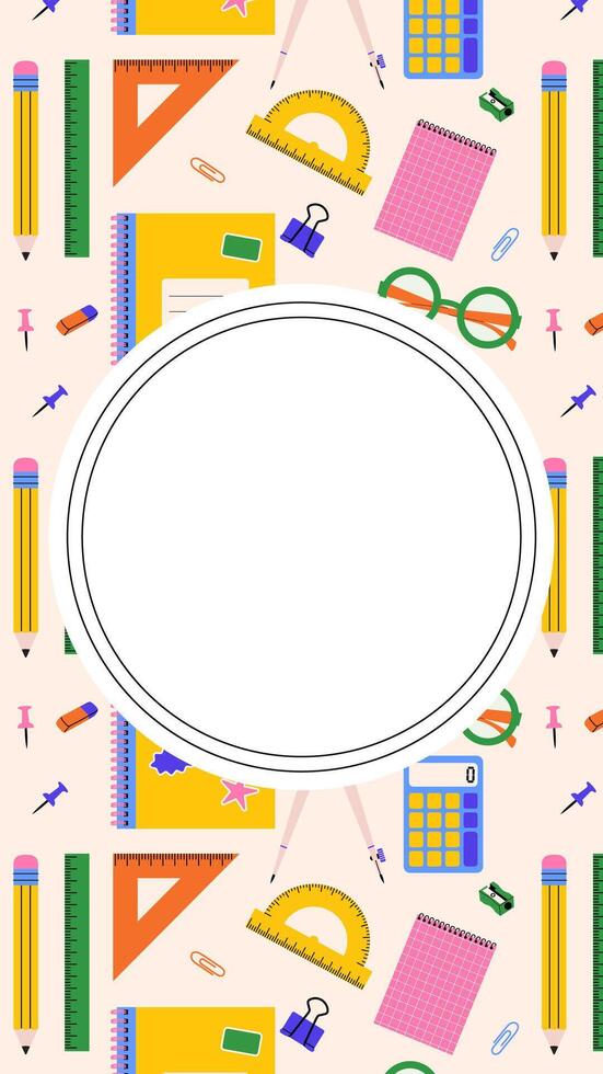 Vertical Back to School background with copy space for text. illustration for educational banners, school ads and learning designs vector