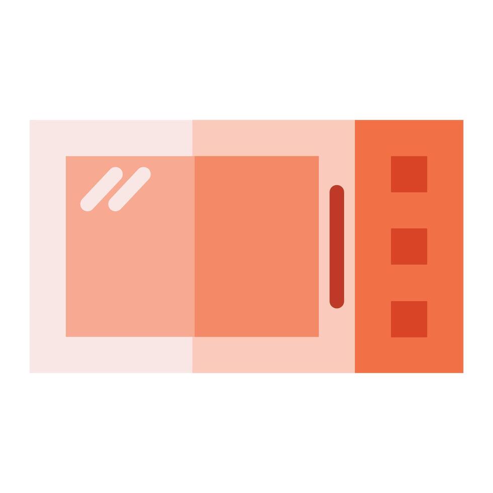 A microwave with a red and orange door vector