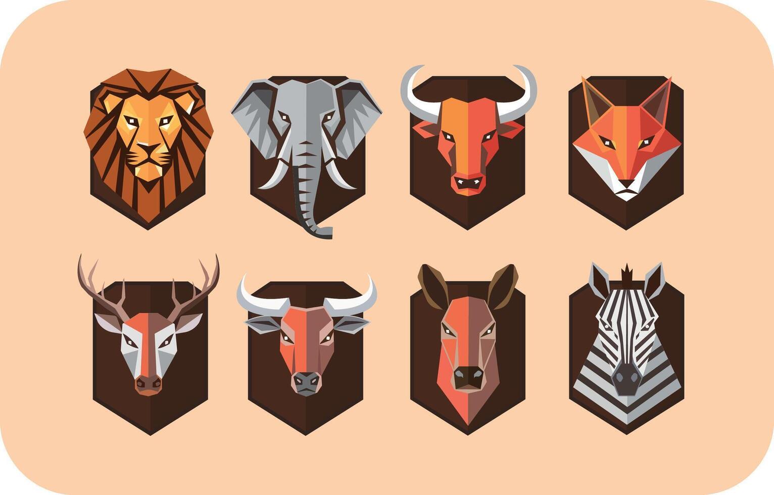 Set of Wild Animal Head vector