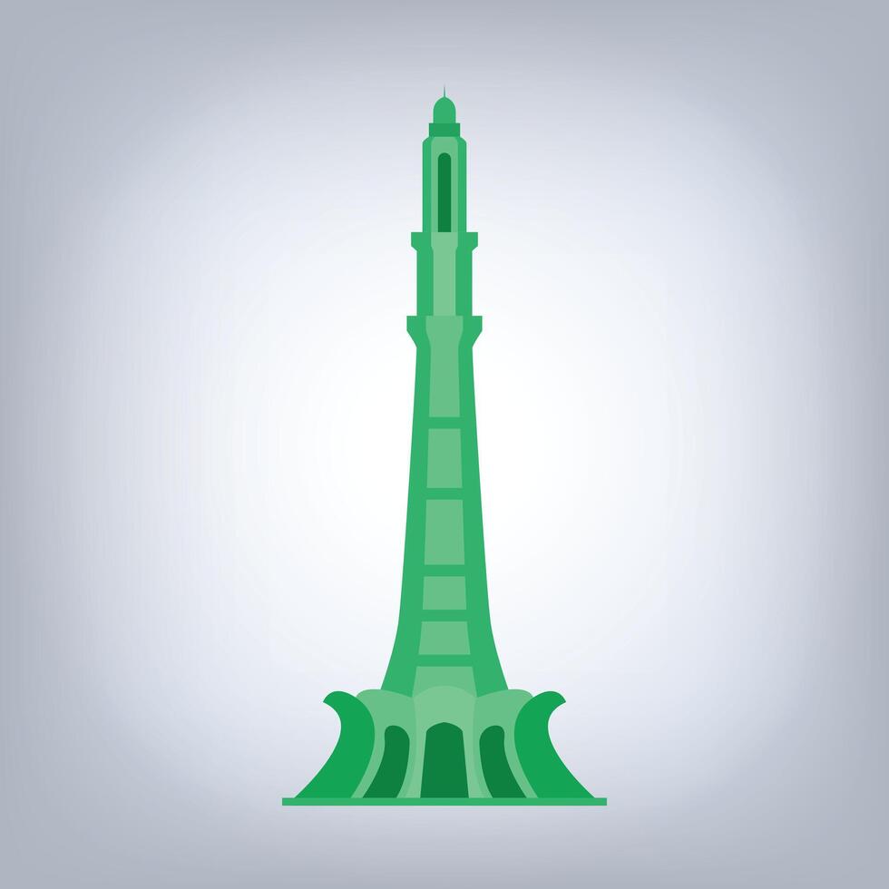Minar-e-Pakistan landmark of Lahore, in light green vector