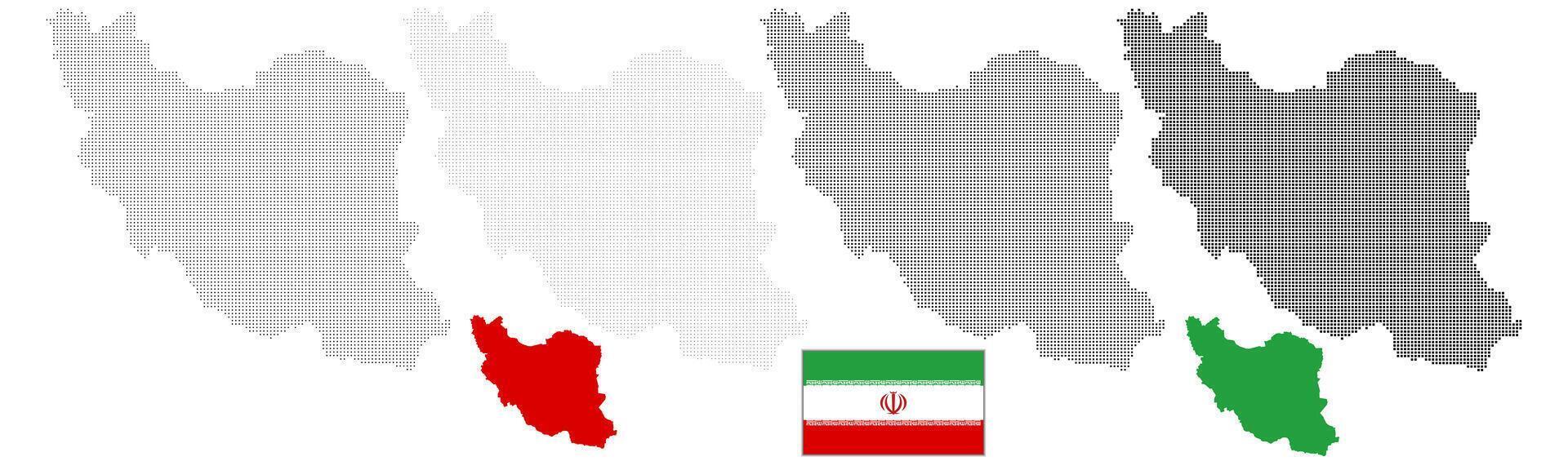 Iran abstract squire shape dotted map with national flag illustration. Persia squire shape dotted map with national flag flat design vector
