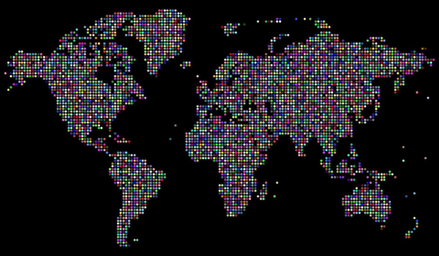 Topographic colourful dotted world map layout made for clarity and elegance. Ideal for infographics, this dotted world map uses balanced lines and space. vector