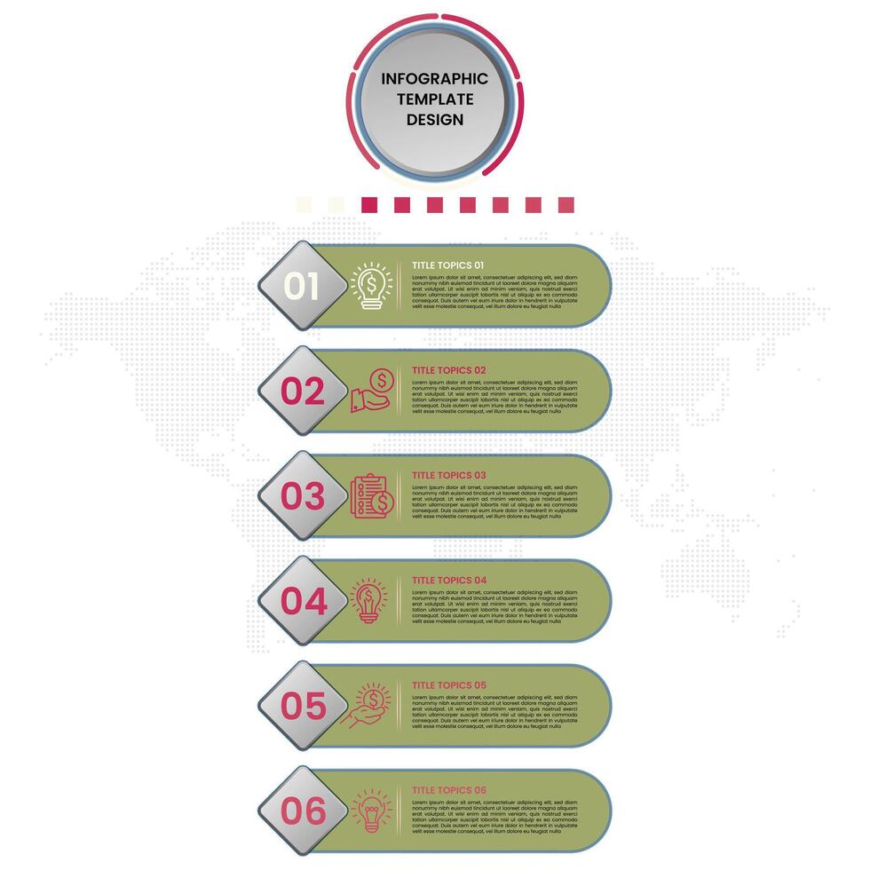Realistic 6 steps flat infographic template design vector