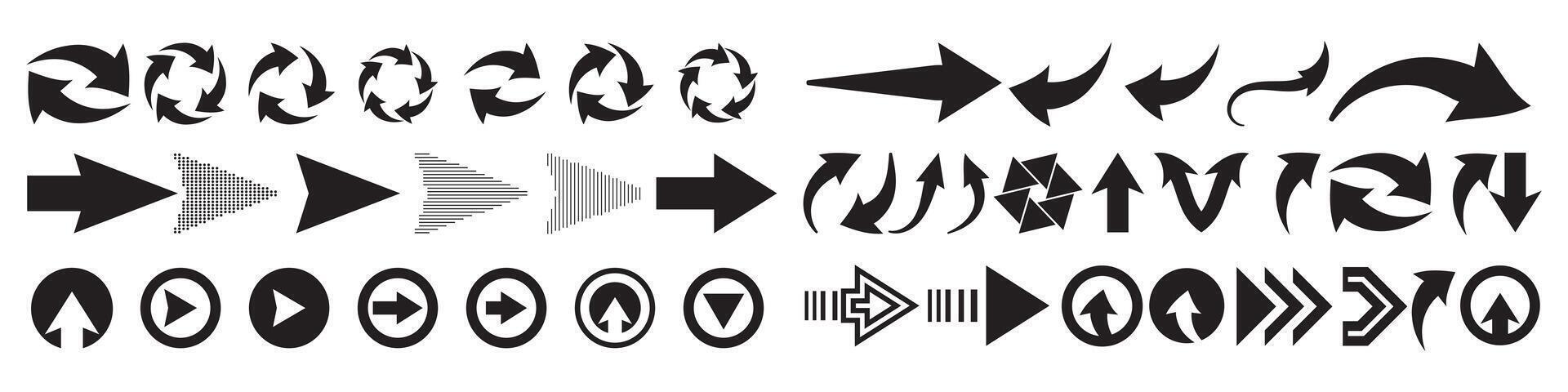 Arrow icon set. Mega collection set of simple and different arrow illustration. Black arrow like in different cursor arrow direction symbols vector