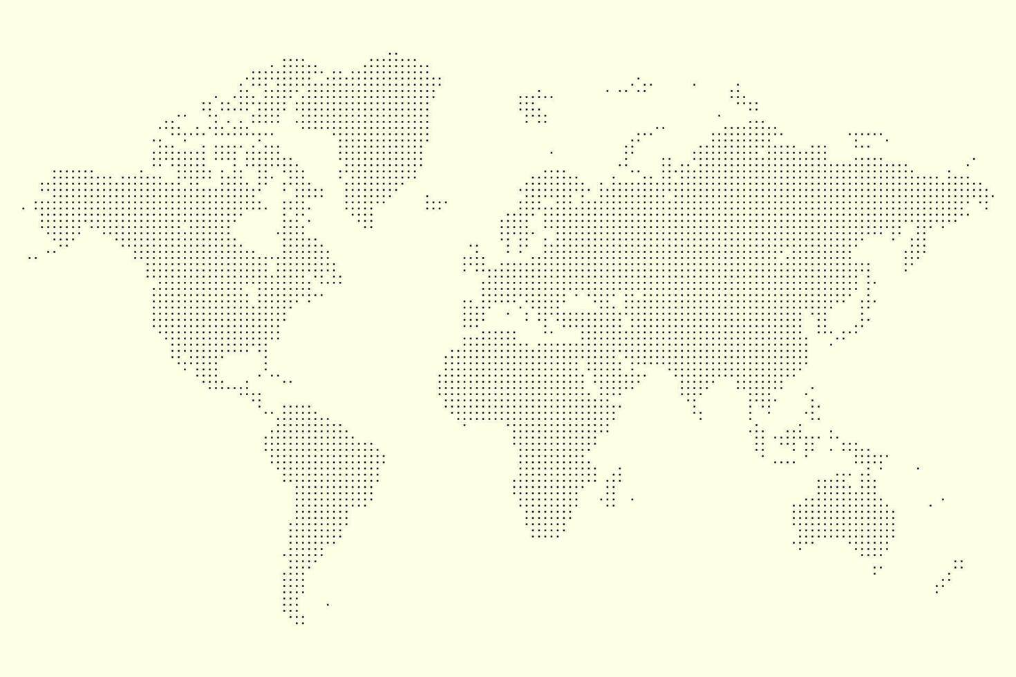 Abstract geographical pixel dot world map in square halftone format layout for global concepts vector