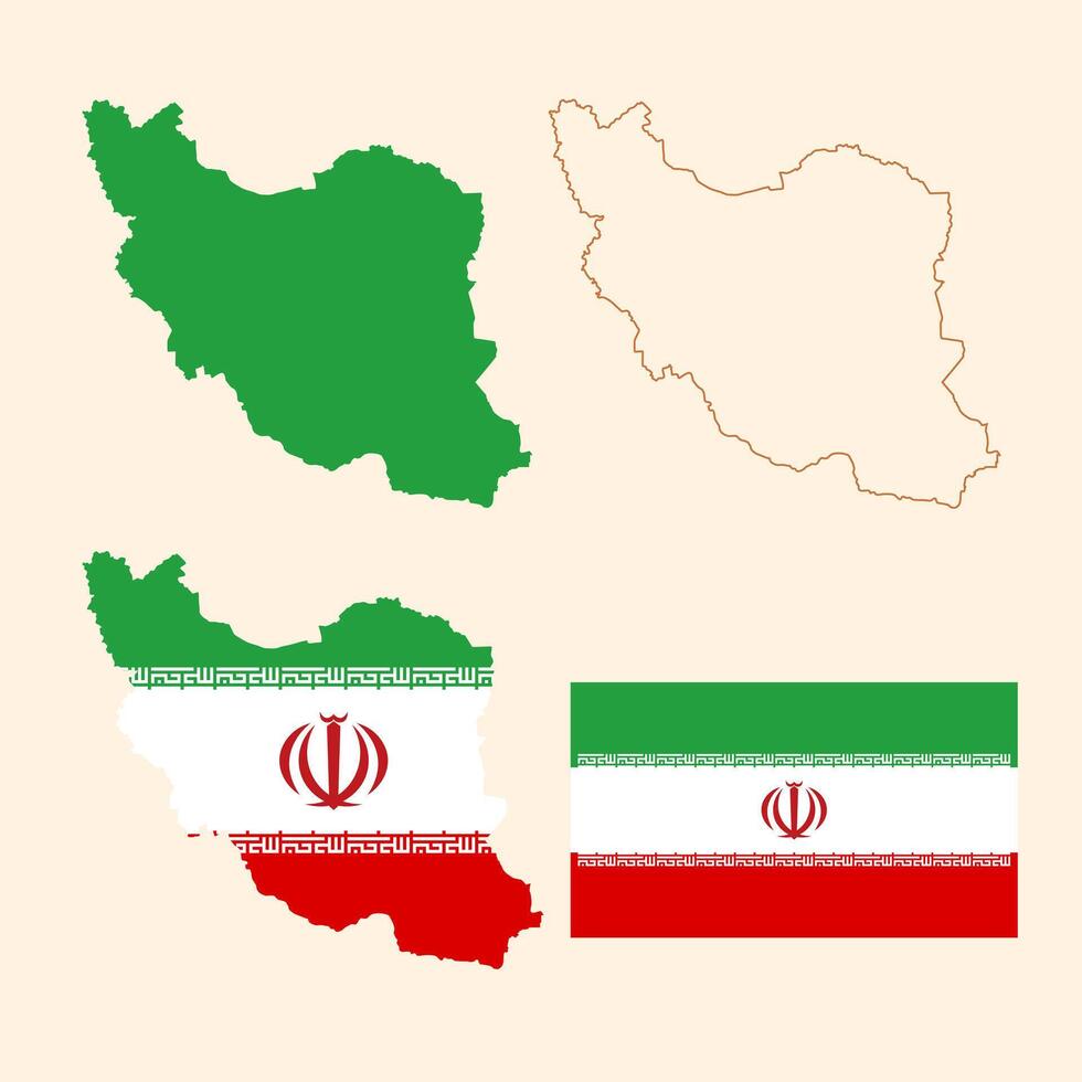 Iran map and national flag illustration. Persia map with national flag design vector