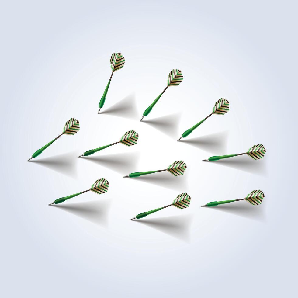 Darts sets green color gradient and with abstract background vector